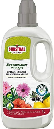 Substral Naturen Performance Organics Balkon- & Kübelpflanzen Nahrung, Bio Spezial-Flüssigdünger mit N-Max Formel, 1 L