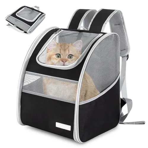 BORDEAG Katzenrucksack Hunderucksack, Katzen Rucksack, Hunderucksack Haustierrucksack, Katzen Transport Rucksack, Transporttasche Katze, Faltbar Und Leicht, Atmungsaktiv Für Reise Wandern Zu Camping