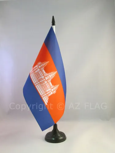 TISCHFLAGGE KAMBODSCHA 21x14cm - KAMBODSCHANISCHE TISCHFAHNE 14 x 21 cm - flagge