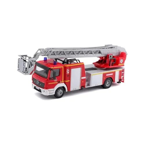 Bburago Die-Cast Mercedes ATEGO MAGIRUS DLK Feuerwehrauto mit funktionierendem Ausleger - Reploca Sammlermodell Spielzeug - Maßstab 1:50