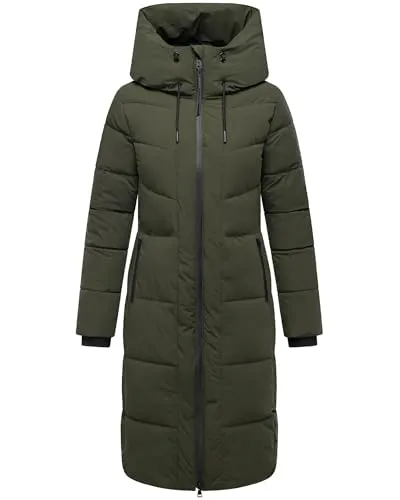 Navahoo Steppmantel Schokokuss XIV - Funktionsjacke für Damen, warmer, wasser- und windabweisender Wintermantel mit verstellbarer Kapuze, ideal für kalte Tage.