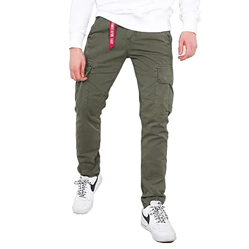 Alpha Industries Herren Agent Pant Freizeithose, Dark Olive, 33 - Wanderhose für Herren im Regular Fit, aus robustem Cotton Twill mit praktischen Cargotaschen und stylischem 