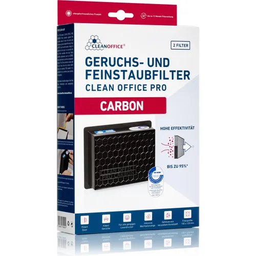 Clean Office Drucker Feinstaubfilter Carbon 2er - Effektiver Schutz vor Feinstaub - Zubehör Luftbehandlung, 2er Set Feinstaubfilter für Drucker, reduziert Schadstoffe in der Luft und sorgt für ein gesundes Raumklima.