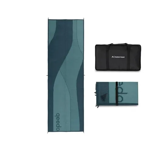 qeedo Outdoor Carpet (300 x 100 cm) - Vorzeltteppich inkl. Heringe und Tragetasche - Campingteppich mit UV50+ & 3.000 mm Wassersäule - Unterlage für Zelt, Pool, Wohnmobil, Vorzelt