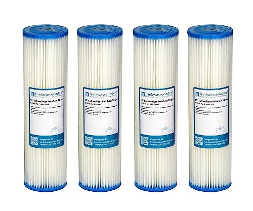 4X 10 Sediment Wasserfilter (Pleated Polyester) 20 µm Auswaschbar Wiederverwendbar
