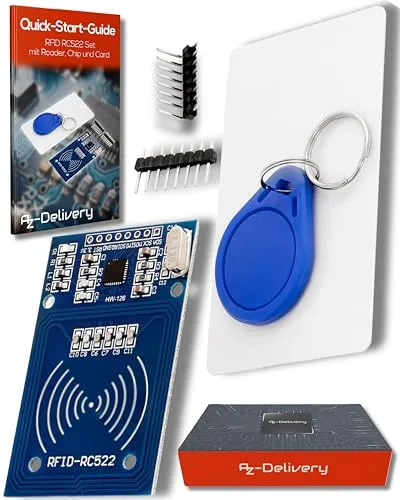 AZDelivery RFID Kit RC522 mit Reader, Chip und Card 13,56MHz SPI kompatibel mit Arduino und Raspberry Pi inklusive E-Book!