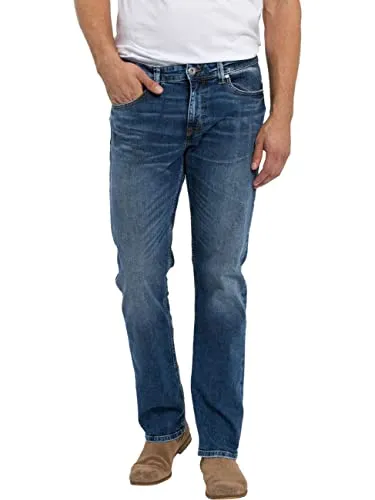 Cross Jeans Herren Jeans Dylan - Regular Fit - Mid Blue Used - Herren-Jeanshosen in Regular Fit, aus 98% Baumwolle für hohen Tragekomfort, ideal für jede Saison. Perfekt kombinierbar mit einem klassischen Pullover.