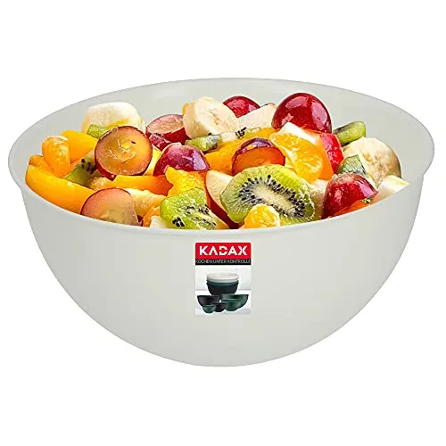 KADAX Schüssel aus Kunststoff, Salatschüssel, stapelbare Rührschüssel, Plastikschüssel, Küchenschüssel, runde Servierschüssel für Küche, Salat, Teig, spülmaschinenfest (5L, creme)