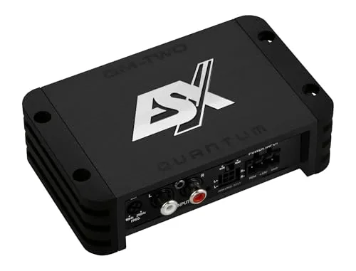 ESX QM-TWO v3 - Black Edition - Kompakte Class D Endstufe mit 2 x 150 Watt RMS, ideal für Lautsprecher bis 2 Ω. Steigerung der Leistung um 25% bei gleichbleibender Baugröße. Perfekt für kraftvolle Audioerlebnisse im Auto.