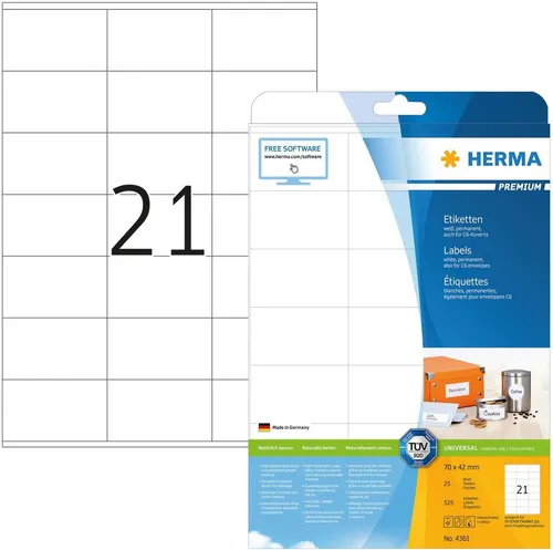 HERMA 4361 Adressetiketten, 800 Blatt, 70 x 42 mm - Selbstklebende Adressetiketten in DIN A4 Format, perfekt für alle Drucker geeignet. Hohe Druckqualität dank extrem hohem Weißegrad und staufreier Verarbeitung. Ideal für professionelle Beschriftung.