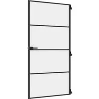 vidaXL Innentür Schlank Schwarz 102,5x201,5 cm - Moderne Innentür aus robustem Hartglas und Aluminiumrahmen, bietet hohen Sichtschutz und stilvollen Übergang zwischen Räumen. Ideal für zeitgemäße Wohn- und Büroräume.