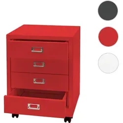 Rollcontainer HWC-L49 - Praktischer Schubladenschrank aus Stahl - Büroschränke mit 4 geräumigen Schubladen, Vollauszug und mobilen Rollen für optimale Flexibilität im Büro. Ideal zur Aufbewahrung von Dokumenten und Bürobedarf.