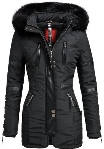 Navahoo Wintermantel Moony - Stylische Damen Winterjacke mit abnehmbarer Kapuze und wärmender Wattierung, ideal für kalte Tage. Perfekt für den Alltag in schwarz, Größe S (36).