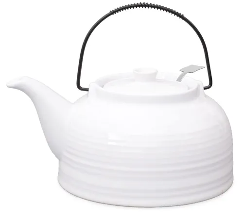 Teekanne Nelly 1,5l in weiß mit weißem Deckel aus Keramik mit Filter