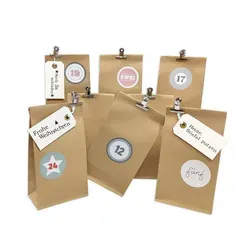 Frau WUNDERVoll Kalender zum Selbstbasteln Adventskalender Weihnachtszeit, Blockbodenbeutel beige