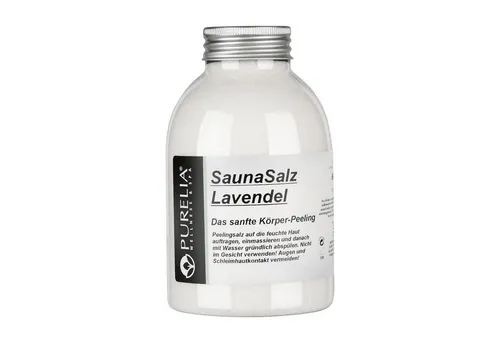 Purelia Sauna-Aufgussset PURELIA Sauna Salz Lavendel 650g Peelingsalz Sauna Salz Peeling