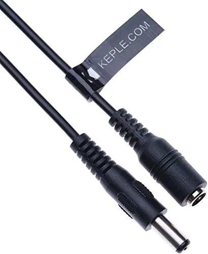 DC-Verlängerungskabel mit 2,1 mm / 5,5 mm Stecker auf Buchse 2m Anschluss CCTV-Netzkabeladapter Kompatibel mit CCTV Security Camera, IP Camera, DVR Standalone, LED Strip, Monitors (Schwarz)