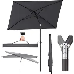 Sekey Sonnenschirm 210 x 140 cm – Höhenverstellbar mit UV50+ Schutz - Rechteckiger Gartenschirm mit Schutzhülle, ideal für Balkone. Robuste Materialien und verstellbare Höhe bieten optimalen Sonnenschutz und Komfort.