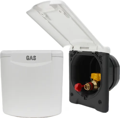 ABL Gassteckdose für Wohnmobil und Boot - Außen-Gassteckdose mit Magnetdeckel, ideal für Gasgrills und Kochgeräte. Hochwertiger Kunststoff, UV-beständig und Made in Germany.