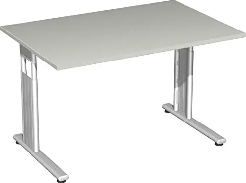 Geramöbel Schreibtisch Flex S-617102-LS, lichtgrau, höhenverstellbar - Kinderschreibtisch mit stufenloser Höhenverstellung, ideal für ergonomisches Arbeiten und individuelles Wachstum, Made in Germany.