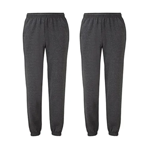 Fruit of the Loom Classic Jog Pants Doppelpack - Dunkelgrau - L - Bequeme Jogginghose mit elastischem Bund und praktischen Seitentaschen. Ideal für Freizeit und Sport. Inklusive GRATIS MyShirt Stoffbeutel!