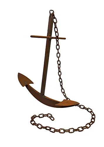itsisa Deko Anker mit Kette - Maritime Gartendeko - Gartenstatuen: Ein einzigartiger Rost Anker (H: 42 cm, B: 39 cm) mit Kette, der jedem Garten maritimes Flair verleiht. Jedes Stück ist ein Unikat und sorgt für individuelle Akzente.
