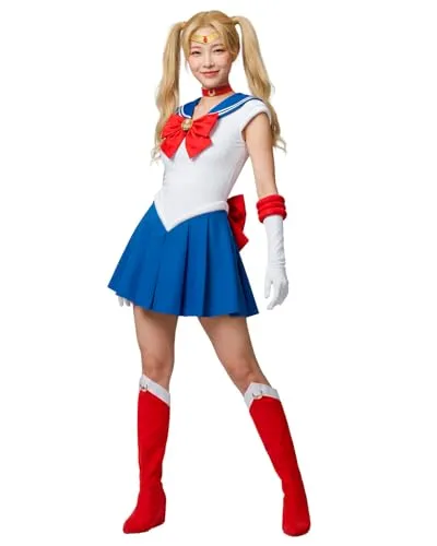 Funidelia Sailor Moon Kostüm für Damen - 100% offiziell - Kostüm-Outfits für Erwachsene, inklusive Kleid, Halsband, Tiara und mehr. Verkleide dich als Usagi Tsukino und erlebe unvergessliche Cosplay-Momente!