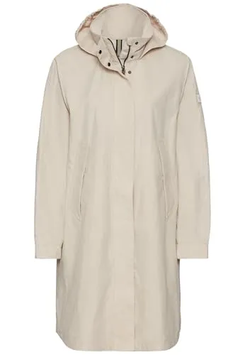 camel active Langmantel mit integrierter Kapuze in Beige, Größe 36 - Funktionsjacke mit pflegeleichtem Material, ideal für Freizeitaktivitäten und ausgestattet mit praktischen seitlichen Einstecktaschen.