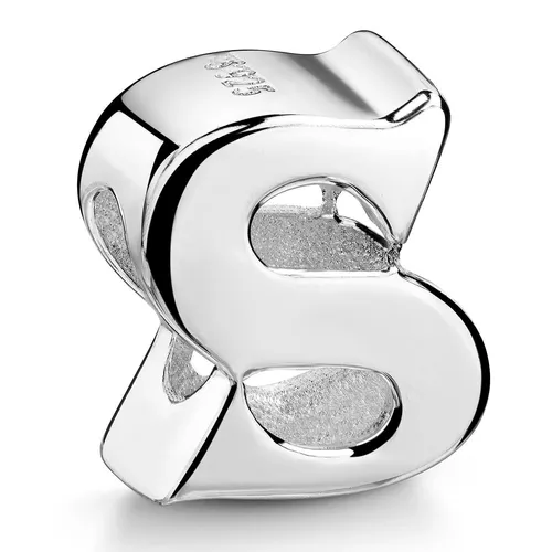 MATERIA Beads 925 Silber Charm Buchstabe S - Buchstaben für Bead Armbänder Kette