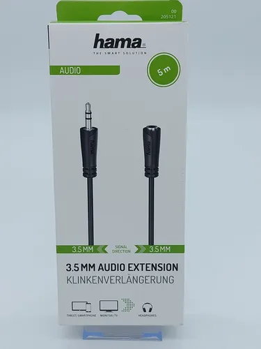 Hama 00205121 Klinke Audio Verlängerungskabel - 1x UK-Stecker auf 1x Klinke, 5 cm lang, ideal für flexible Audioverbindungen in Schwarz