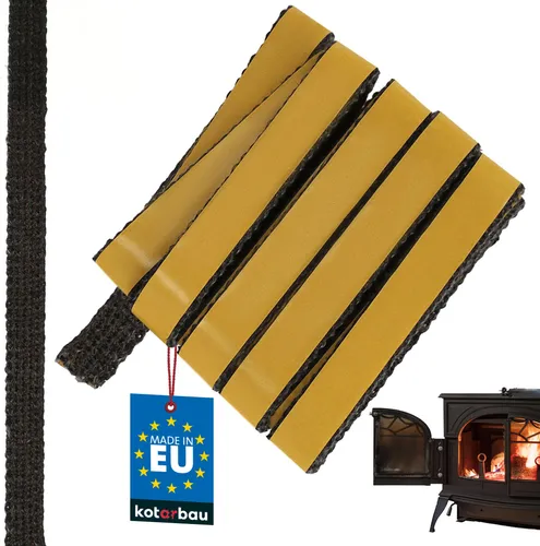 KOTARBAU® Kamin Dichtband Selbstklebend 18 x 3 mm Glasfaser Dichtungsband für Kaminofen 2,5 m Kamindichtung Ofendichtband Hitzebeständig Schwarz
