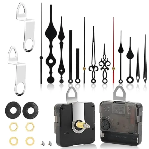 Stücke Geräuschloses Uhrwerk Set, Lautlos Uhrwerk Mechanismus, DIY Uhr Ersatzteile, Uhrwerk für Wanduhr, mit 5 Sätze Uhrzeiger, Leise,Für Clock Ersatzteile Ersatz, Teile Reparatur-Kit (18mm, 24mm) 2
