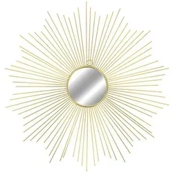 Hängespiegel Wandspiegel Dekospiegel Sonne Metall Gold Ø65cm