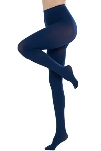 CozyWow Damen Strumpfhose 80D Elastisch blickdichte Hoch Taille über 30 Farben(Navy,L-XL)