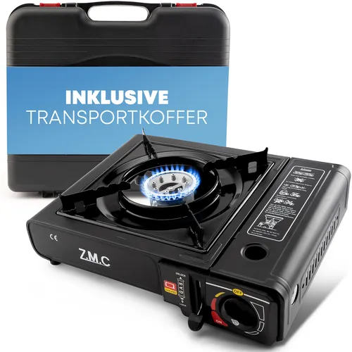Campingkocher Outdoor Gas Kocher mit Koffer - Gaskocher für Camping und Outdoor, mit Automatikzündung und leichtem Stahlblech-Design. Inklusive Tragetasche für einfache Mobilität.