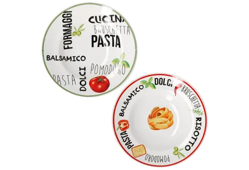 MamboCat Pastateller 2er Set Pastateller mit Dekor 1x Grün & 1x Rot 26,5cm - 27020606