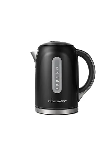 riviera&bar Edelstahl Wasserkocher TR 1,5L - 2200W - Eleganter Wasserkocher mit einstellbarer Temperatur von 50-100°C, LCD-Display und Warmhaltefunktion. Ideal für schnelles Kochen und vielseitige Anwendungen, sicher durch Überhitzungsschutz und BPA-freie Materialien.