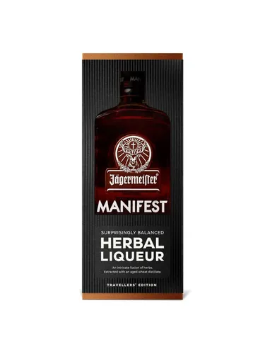 Jägermeister MANIFEST TRAVELLERS' EDITION Kräuterlikör 38% Vol. 1l - Exklusiver Kräuterlikör in Geschenkbox, mit 38% Vol. und intensiven Aromen aus 56 Kräutern, perfekt für puren Genuss oder kreative Cocktails.