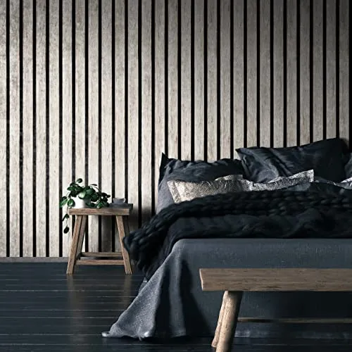 Muralo - 3D Tapete Holzoptik - Vliestapete - Fototapete 3d Effekt - Tapete für Wohnzimmer Schlafzimmer Wandtapete - Holz Imitation Muster Lamelle - Wandpaneelen Imitation [53 x 300 cm]