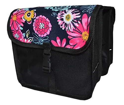 FAHRRADTASCHE Kinder Satteltasche 2 x 5l (Mini - Blumen) - Fahrradtaschen für Kinderfahrräder, 10 Liter Stauraum, wasser- und schmutzabweisend, mit Sicherheitsreflektoren für mehr Sichtbarkeit. Ideal für Familienausflüge!