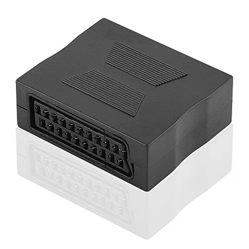 BestPlug Video Adapter Verbindungsstück, Scart Buchse Kupplung weiblich auf Scart Buchse Kupplung weiblich, Schwarz