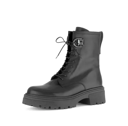 GABOR Schnürstiefelette aus Glattleder - Damen, Gr. 38, schwarz - Modische Stiefelette aus robustem Glattleder mit Wechselfußbett und praktischem Reißverschluss. Ideal für den Alltag und Trend-Office.