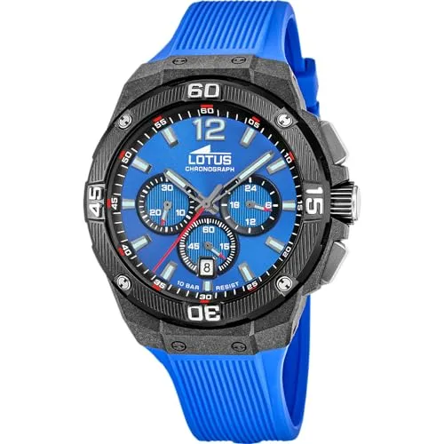 Lotus CHRONO 18975/1 Herrenchronograph - Armbanduhren, stilvoller Chronograph mit präzisem Quarzwerk, wasserdicht bis 10 bar und elegantem blauen Ziffernblatt