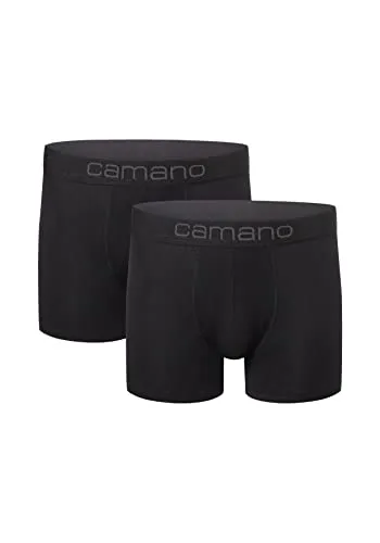 Camano Herren Boxershorts Unterhosen Herren elastischer Gummibund ohne Einschneiden Baumwolle Stretch hautfreundlich Atmungsaktiv 2er Pack XL Black