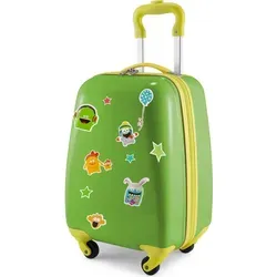 Hauptstadtkoffer - for Kids - Kindergepäck + Reflektierende Aufkleber Monster, Kinderkoffer, Hartschalenkoffer, Reise Trolley für Kinder, Handgepäck, 24 Liter, Apfelgrün