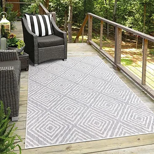 carpet city Outdoor-Teppich Grau, 280x380 cm - Teppiche & Böden: Pflegeleichter, UV-beständiger Outdoor-Teppich aus 100% Polypropylen, ideal für Balkon und Terrasse, schafft gemütliche Atmosphäre im Außenbereich.