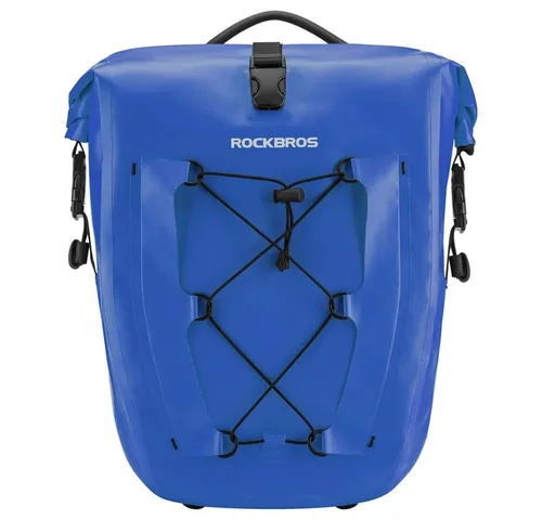 Rockbros 30140022004 Wasserdichte Fahrradtasche 25-32L - Blau - Geräumige Fahrradtasche mit 25-32 Litern Volumen, ideal für wechselhaftes Wetter. Robustes PVC-Material und verstärkte Nähte bieten zuverlässigen Schutz für deine Ausrüstung.
