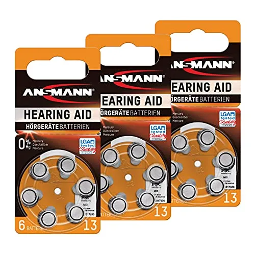 ANSMANN Hörgerätebatterien 13 orange Testsieger 18 Stück von Ansmann