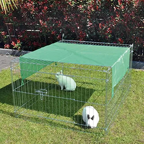 zooprinz wetterfestes Freilaufgehege mit festem Dach und Sonnenschutz - ideal für Deine Kleintiere draußen - Besonders stabiles Metall - platzsparend vers-taubar - 3 Größen zur Wahl (S)