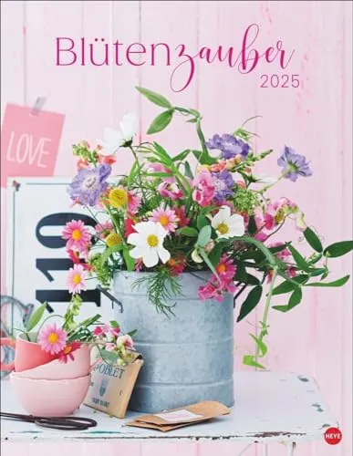 Blütenzauber Posterkalender 2025: Wandkalender mit 12 wunderschönen Blumensträußen. Dekorativer Foto-Kalender für das Jahr. 34 x 44 cm. Hochformat mit Spiralbindung